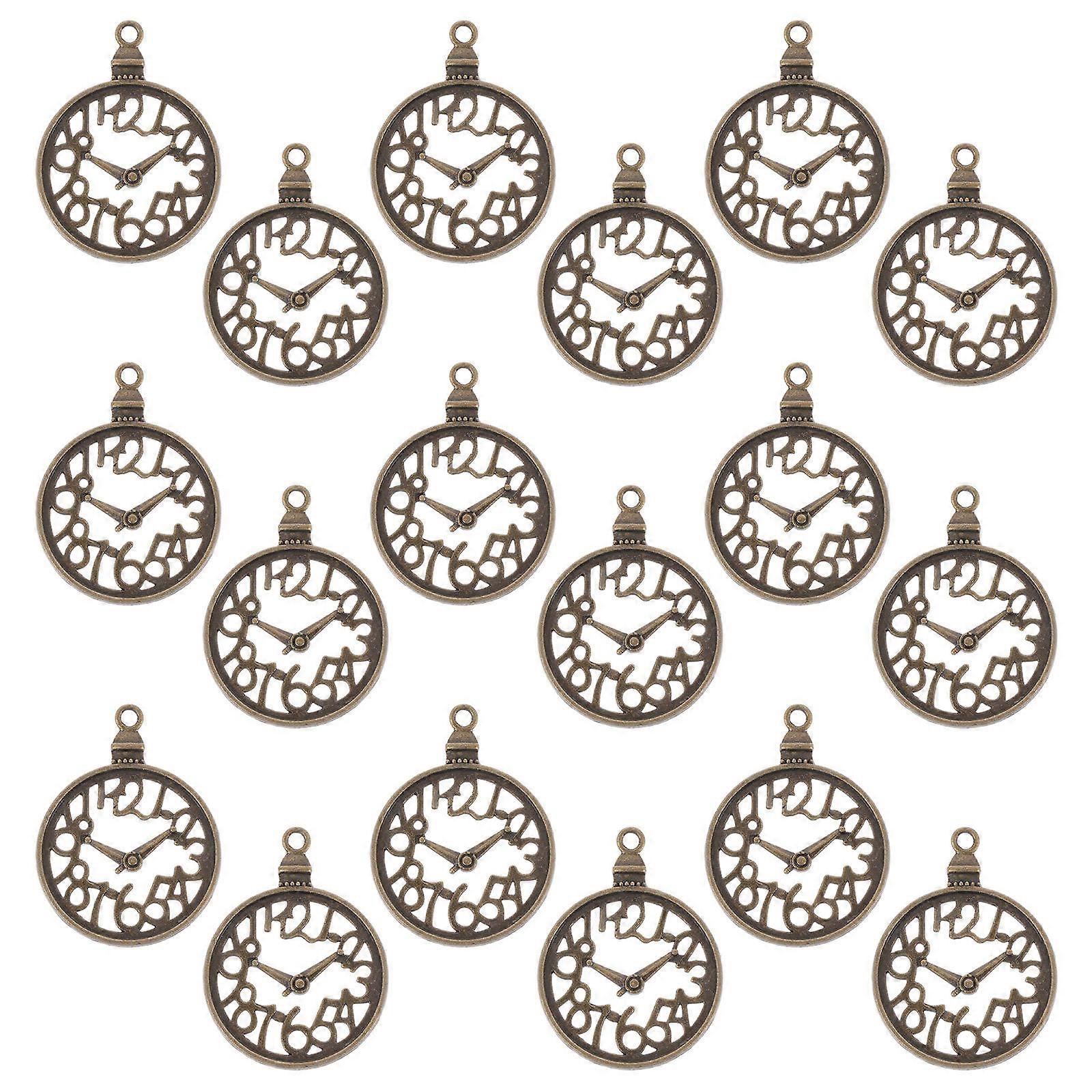 Retro Design Clock Shape Jewelry Pendants for Craft Making with Beautiful Gold Alloy Texture 60 Pcs