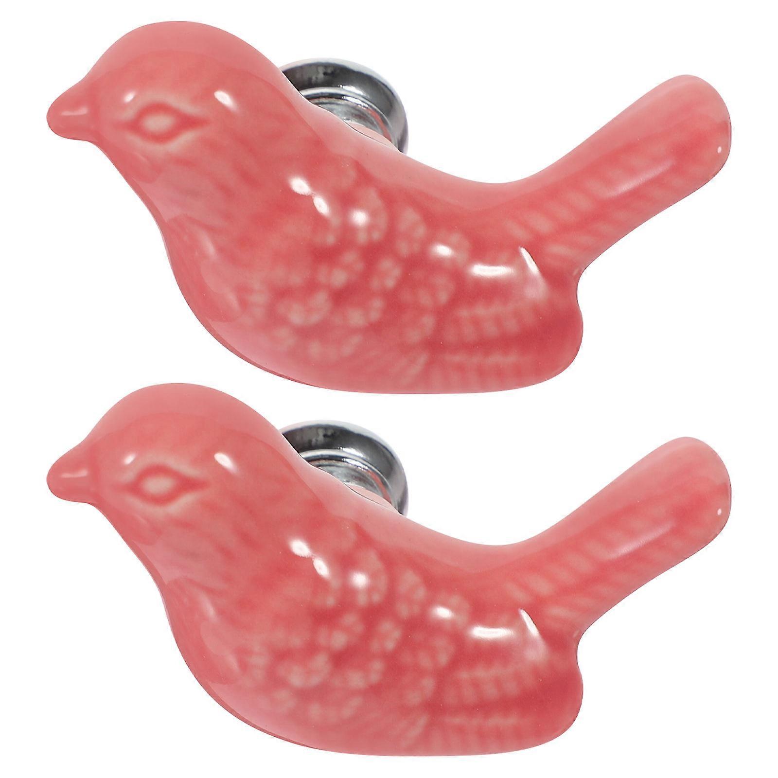 European Style Ceramic Cabinet Handle Single Hole Pull Bar for Closet Drawer Modern Cartoon Pigeon Design Silver Pink Easy Install Decorative Knob