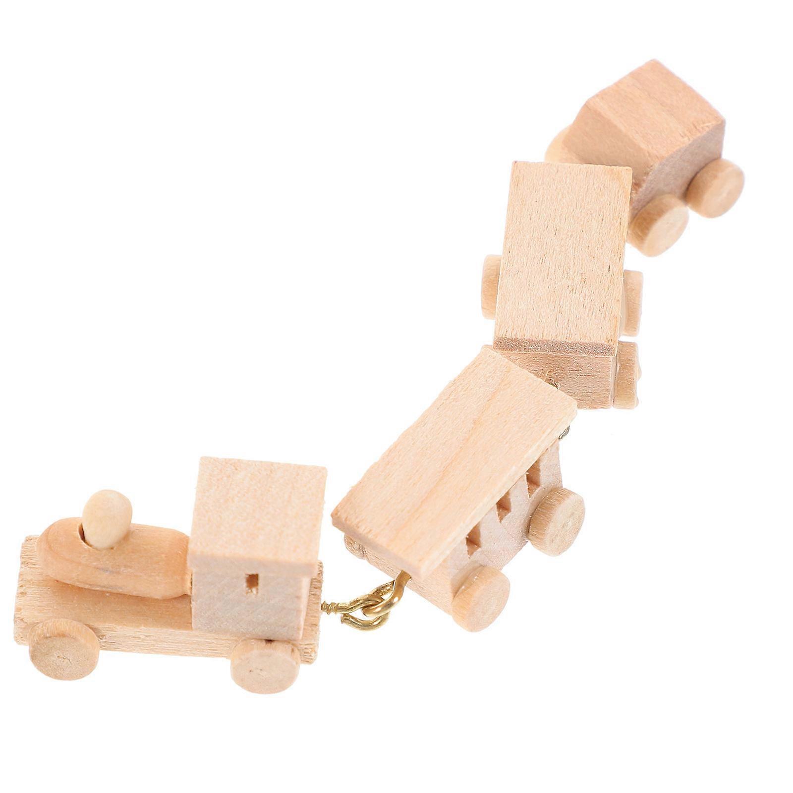 Light Yellow Mini Train Model for Decoration with Synthetic Material Well Made and Smooth 1 Piece