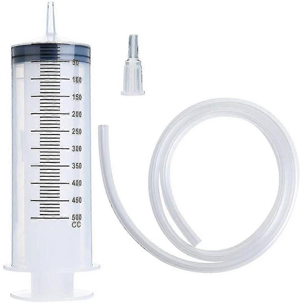 Large Plastic Syringe with Tubing, 500ml Capacity with Tube Adapter