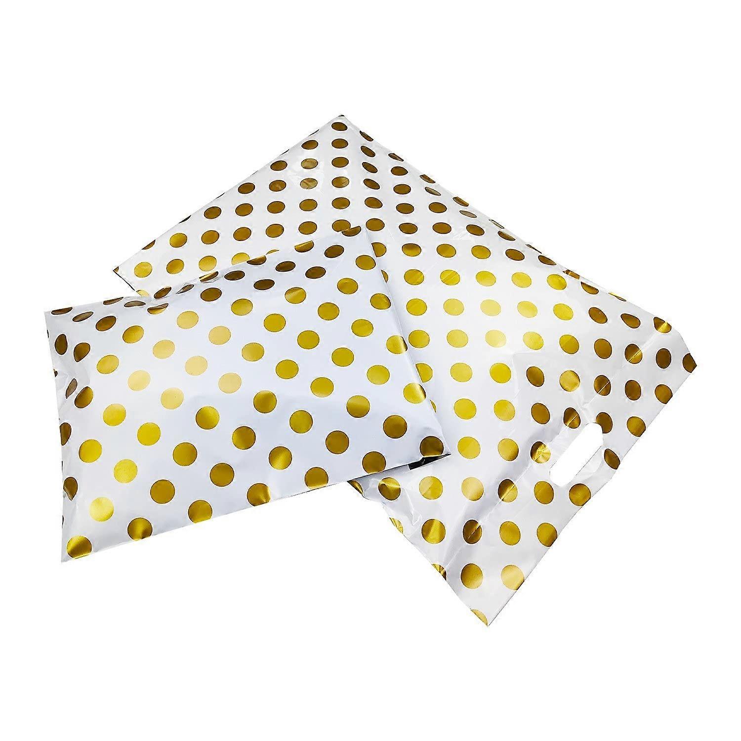 Express Packaging Bag 100-Count Golden Dots Poly Envelopes Self-Sealing Courier Mailer 35x45x6 cm With Handle