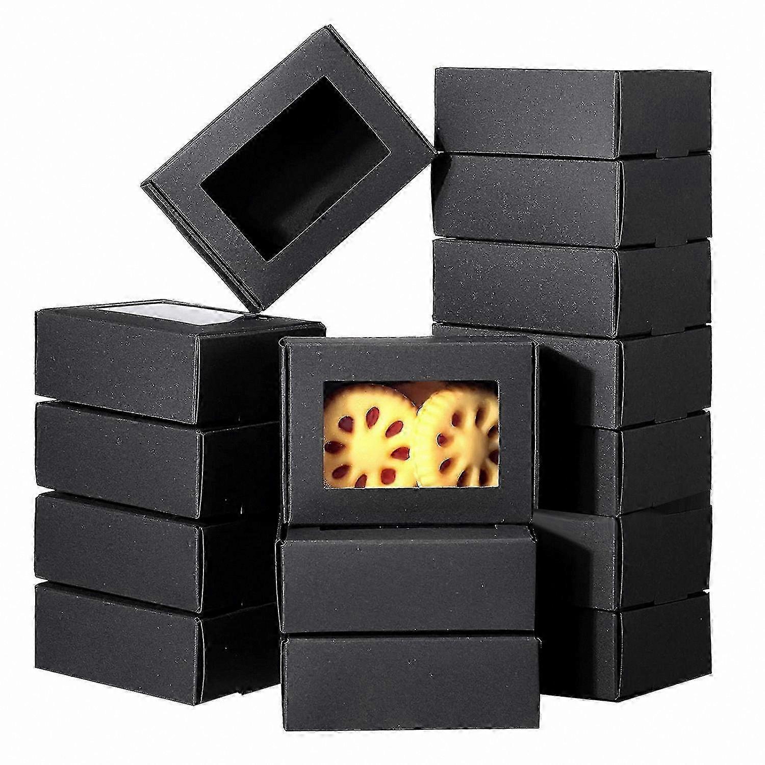 50 Pack Mini Kraft Paper Boxes with Clear Window for Soap and Treats Packaging
