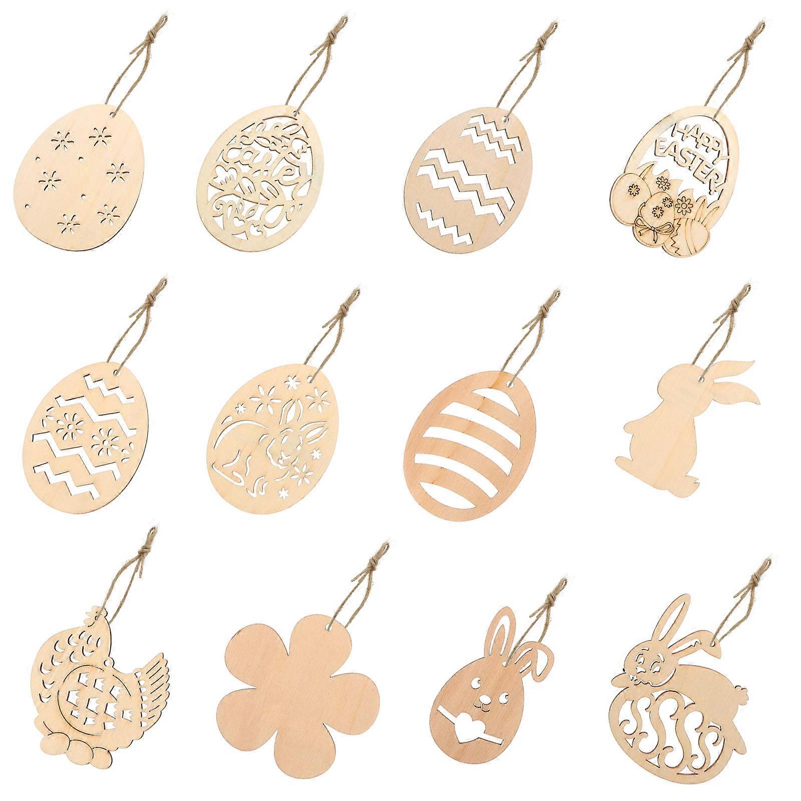 48 Set Various Shapes Wooden Crafts for Diy Decor and Party Favors