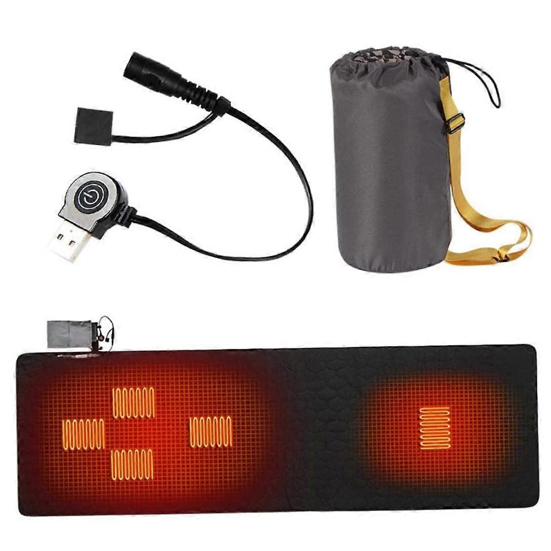 Heated Sleeping Bag Pad with 3 Heating Levels, USB Rechargeable Winter Sleeping Bag Liner, Black Color, Portable Design