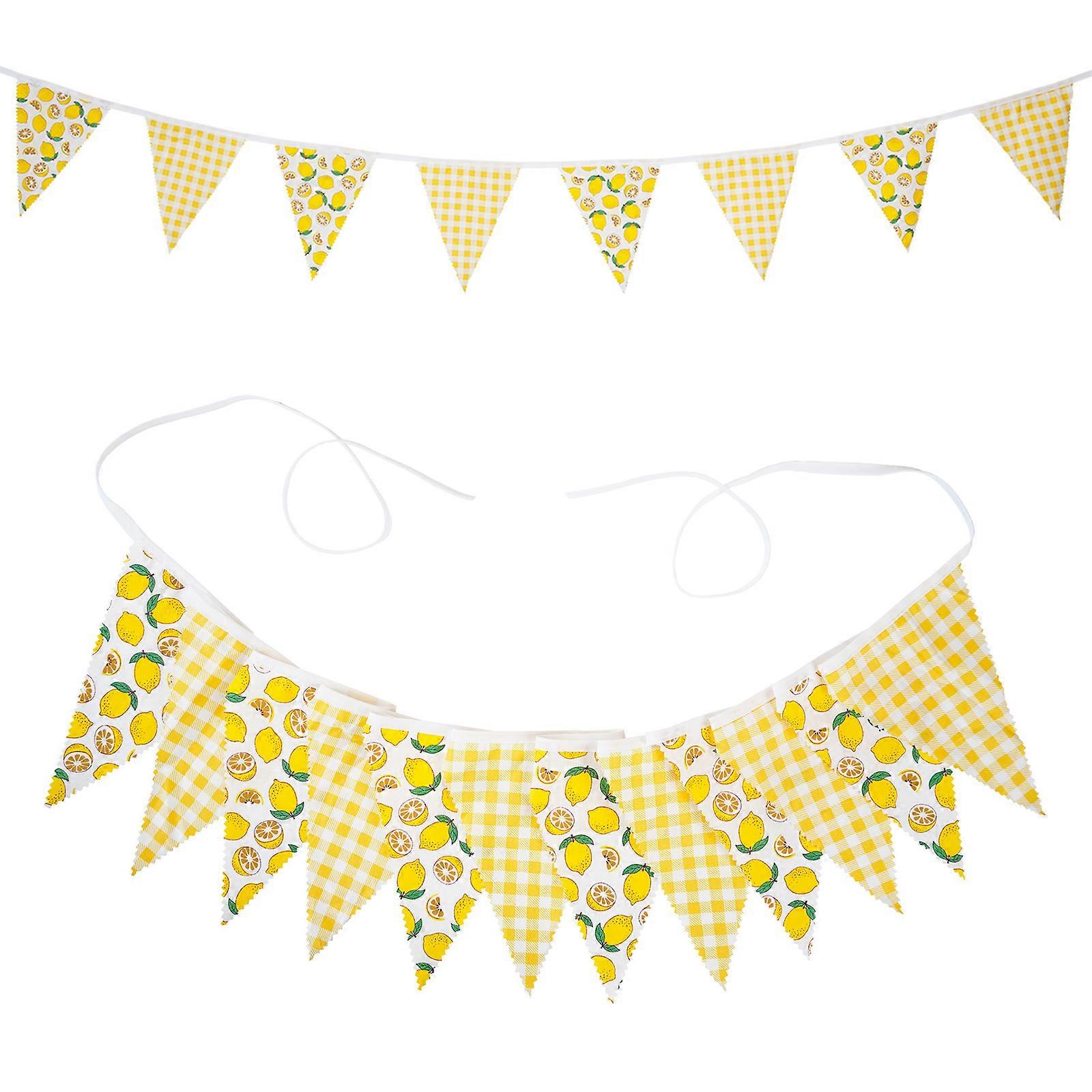 12 Count Wedding Pennant Hanging Decorations 3.2Meter Long Triangular Cloth Flags For Festival Camping Themed Event  Yellow