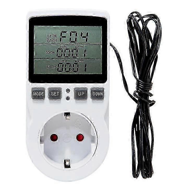 Digital Temperature Controller Timer Outlet with Sensor Probe, Heating Cooling Mode for Reptile Greenhouse