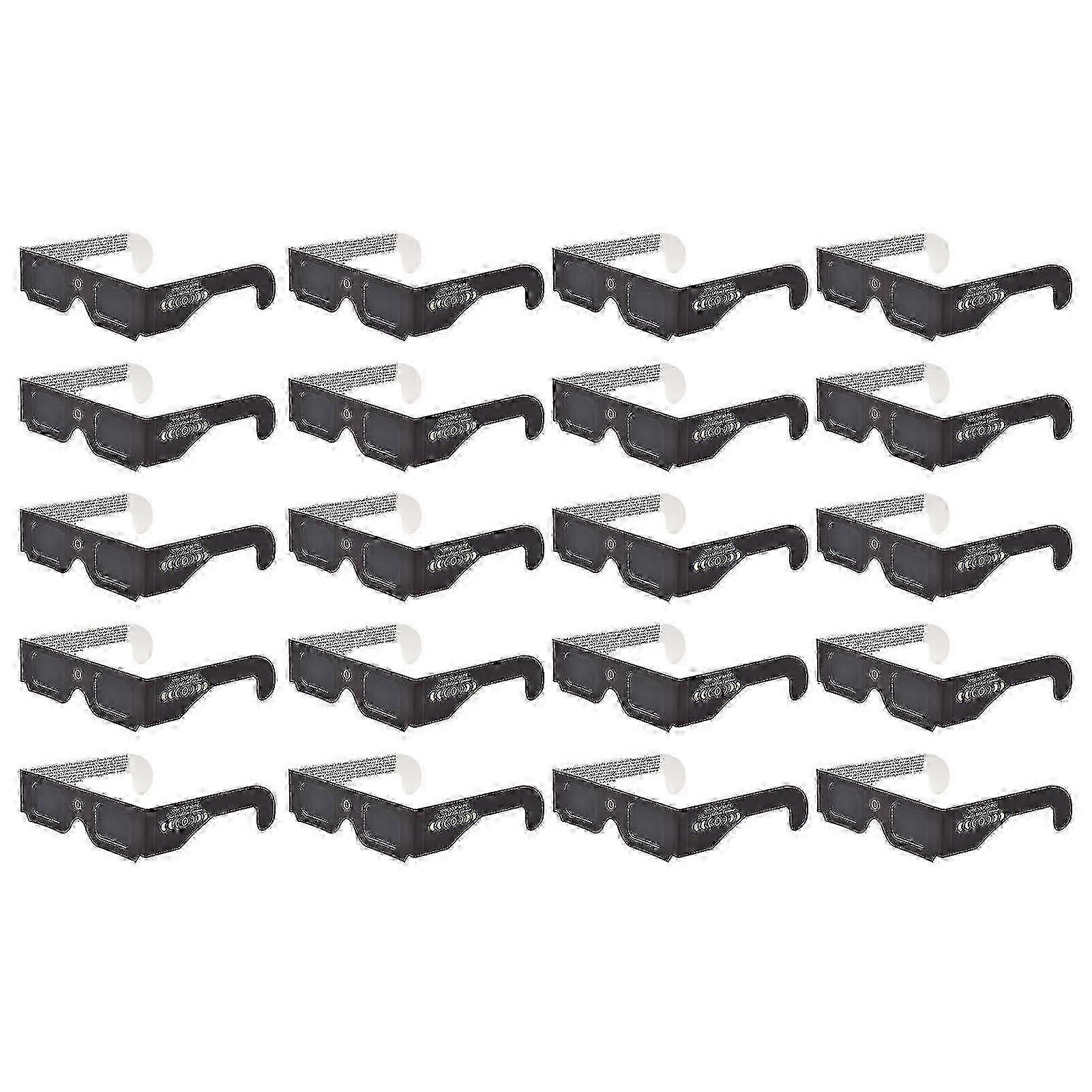Solar Eclipse Viewing Glasses with ISO 12312-2 Certified Protection for Harmful Light Filtering Paper Frames (20 Pcs)