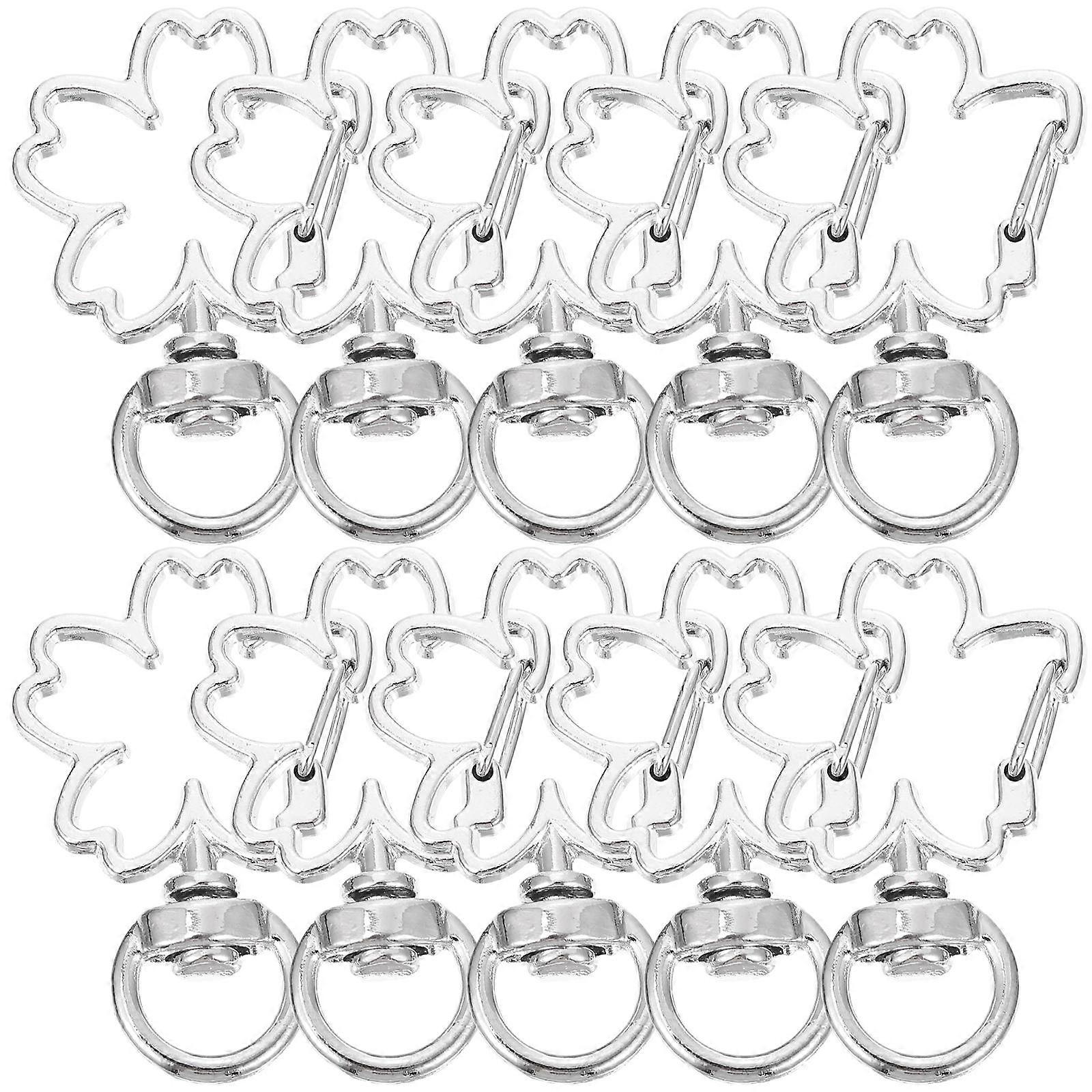 10PCS DIY Pendant Buckles Spring Snap Clips Flower Shaped Keychain Clasps Durable Accessories for Jewelry Making Crafting Projects
