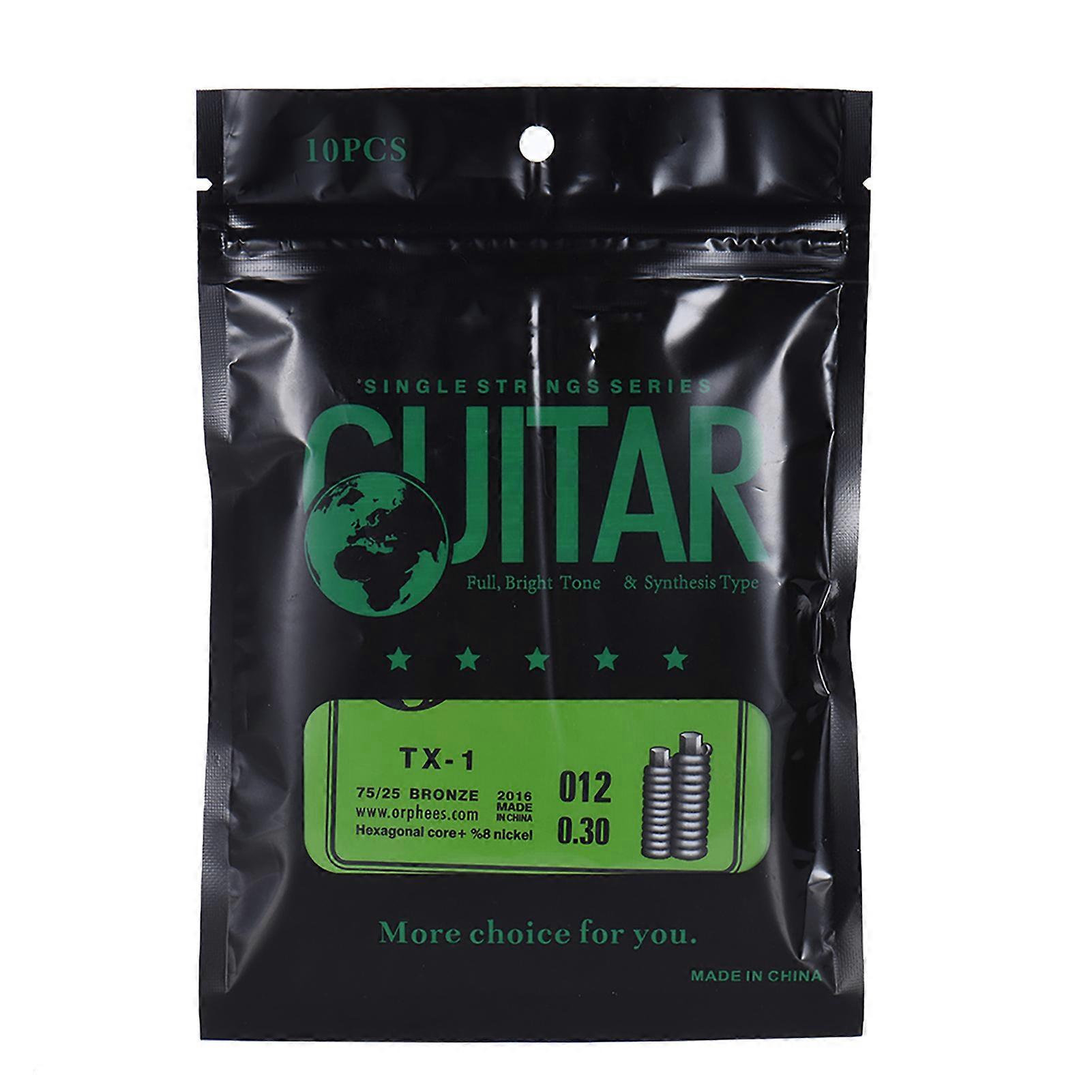 Orphee TX-1 Acoustic Guitar 1st E-String .012 Single Replacement 10-Pack Extra Light Tension High Carbon Steel Core Phosphor Bronze