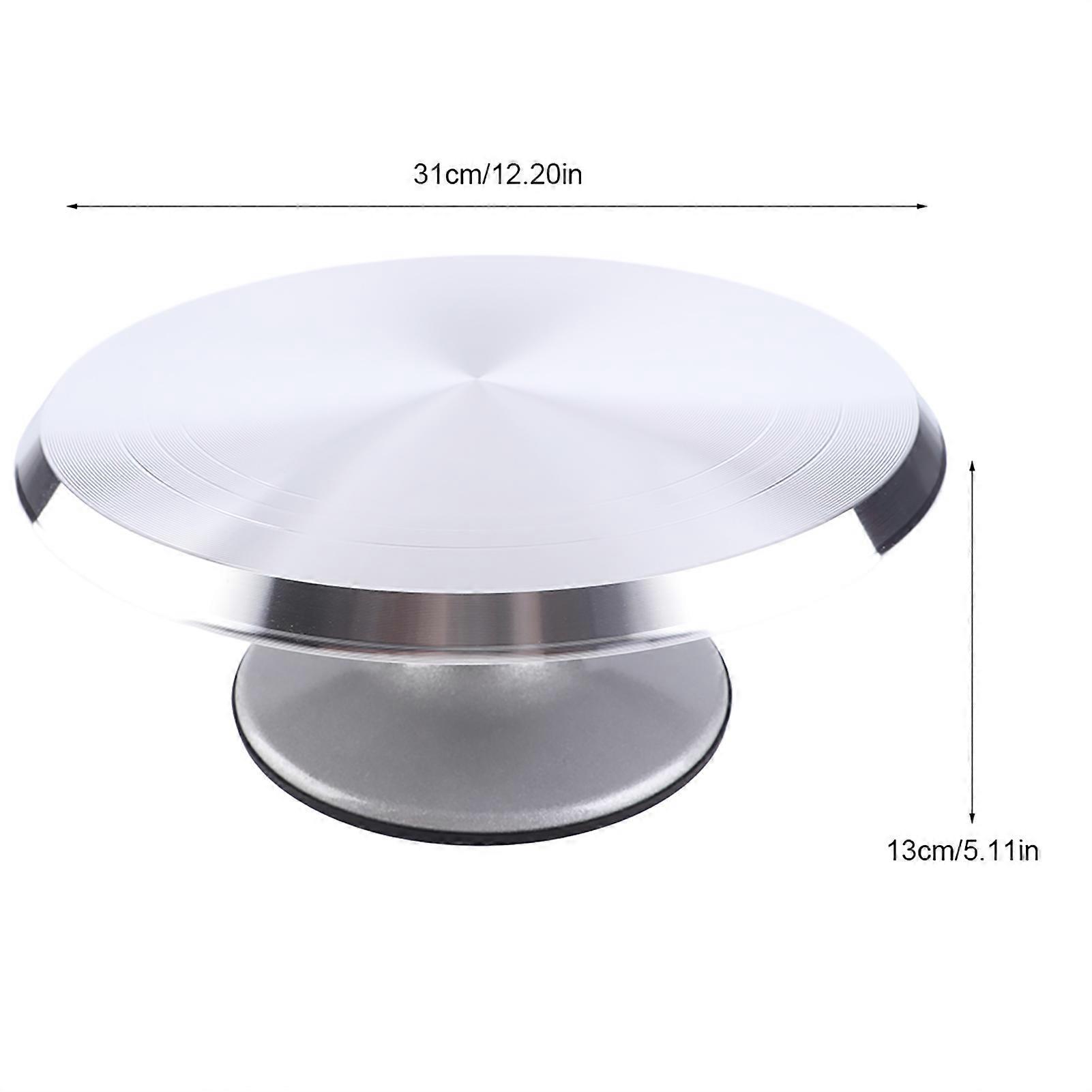 12in Aluminum Cake Turntable Stand Silver Rotating Decorating Tool