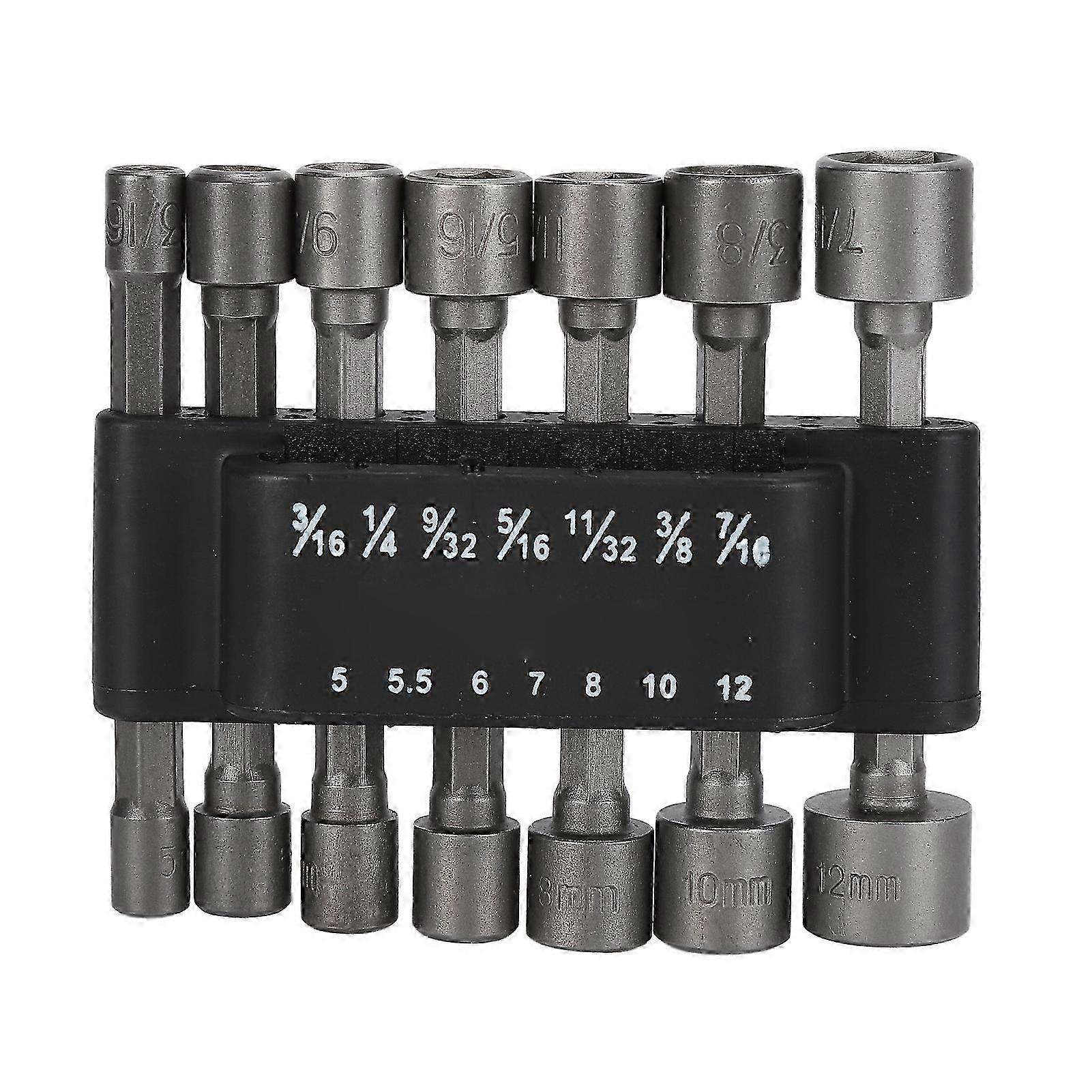 14Pcs Nuts Driver Drill Bit Chrome Vanadium Steel ABS Hex Power Socket with Storage Base