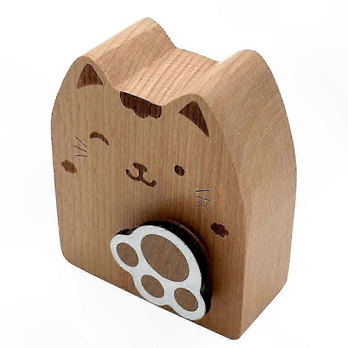 Rotating Wooden Cat Music Box with Hand-Crank Mechanism for Gifting Ocns