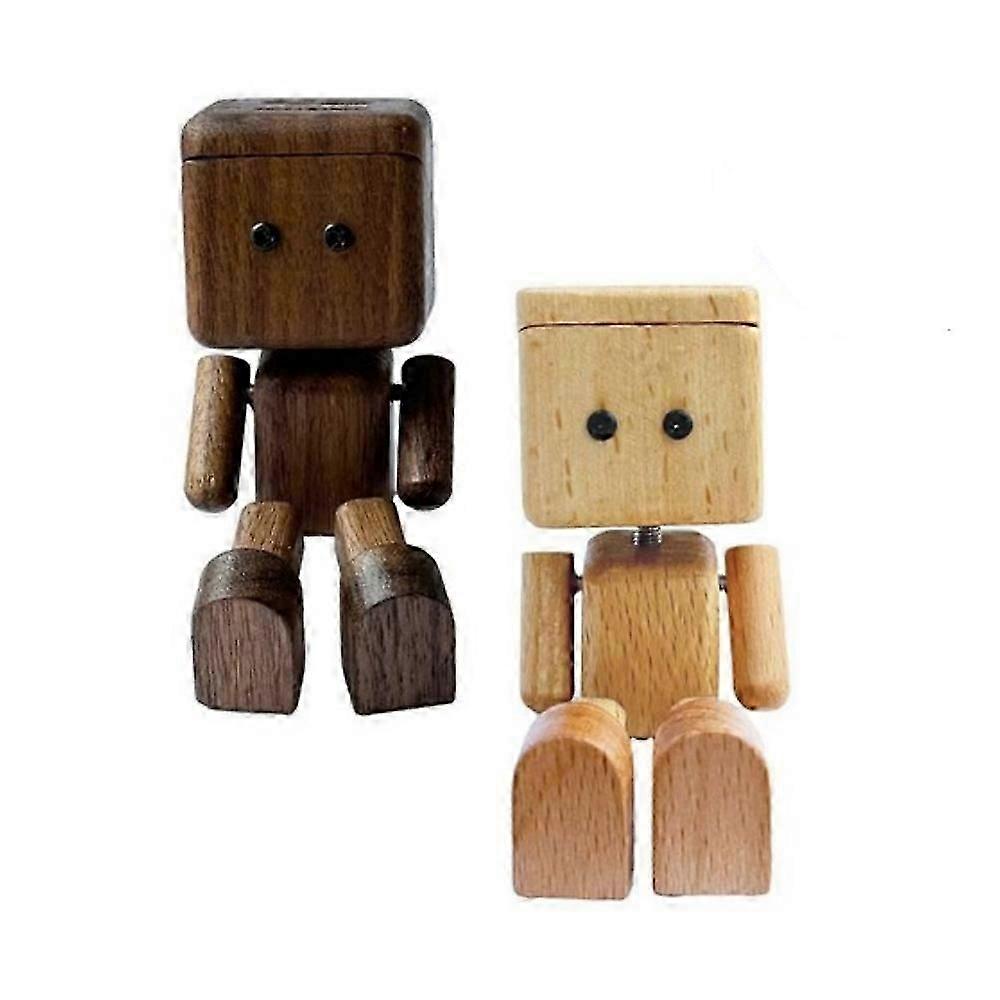 Cute Solid-Wood Leg-shaking Robot Figurine Car Mounted Aromatherapy Accessory