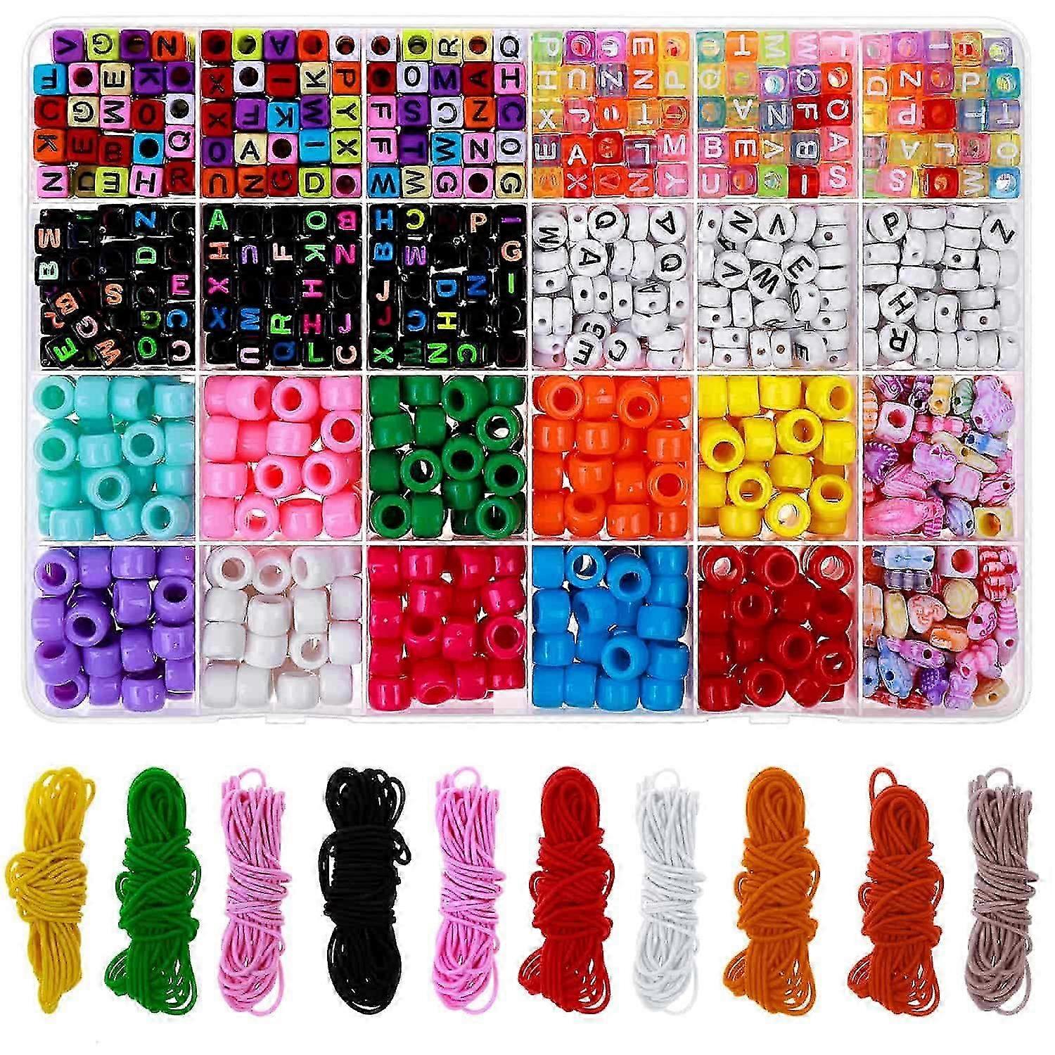 Pony Beads for Jewelry Making, Craft Bracelet Beads Making Kit with...