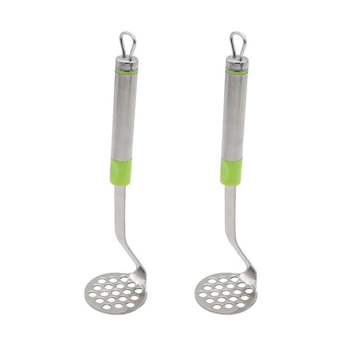 2pcs Stainless Steel Garlic Potato Meatball Kitchen Gadget Multi-Functional Manual Masher Green