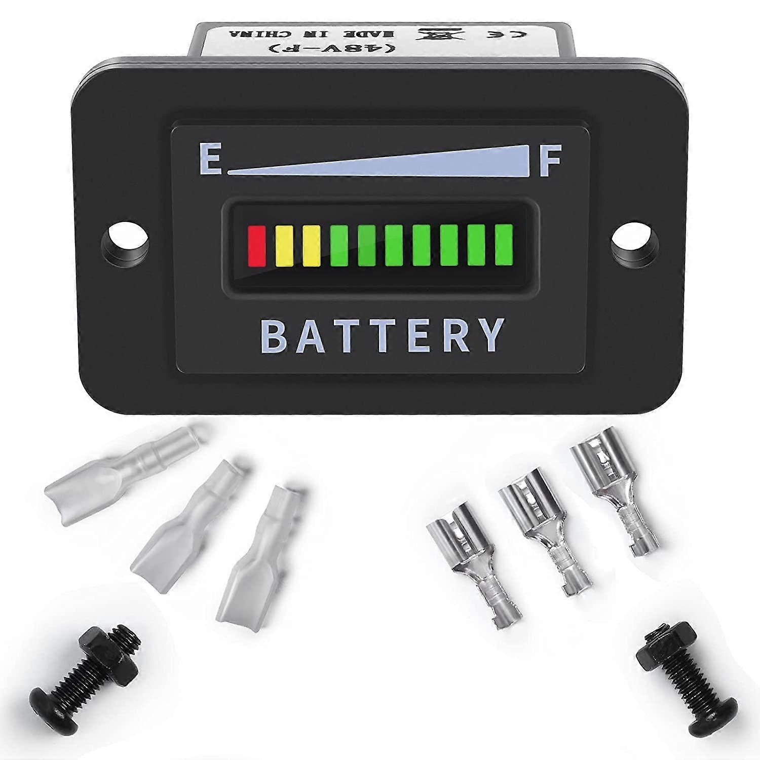 Golf Cart Battery Meter 48V LED Battery Indicator Battery Gauge Battery Level Meter IP65 for Car,Fo