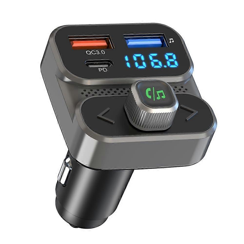 Bluetooth FM Transmitter - 36W QC 3.0 + PD 3.0, Bluetooth 5.0, Hands-Free, Siri Assistant(Black)