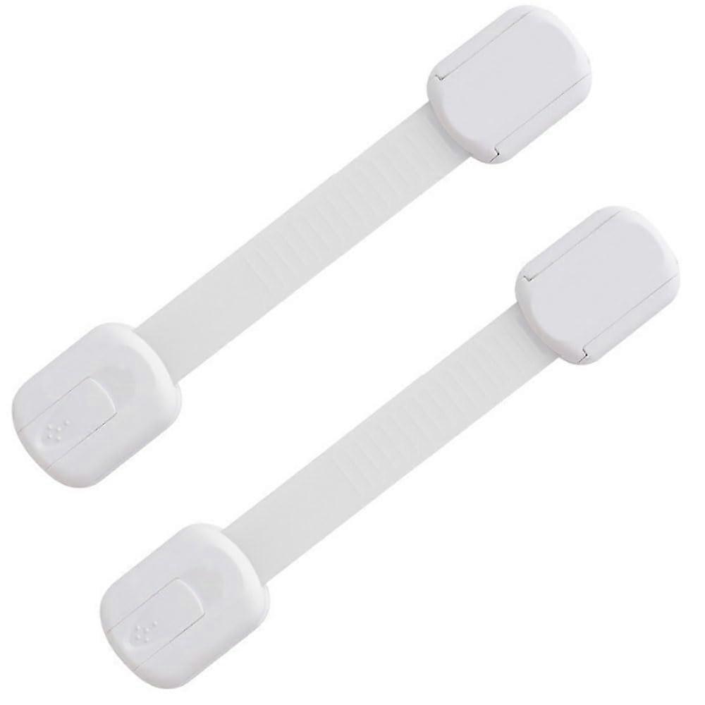 2 Pcs Adjustable Safety Cupboard Locks - Kitchen Cabinet Locks, Fridge Drawer Lock, No Tools Needed, Easy Install, White