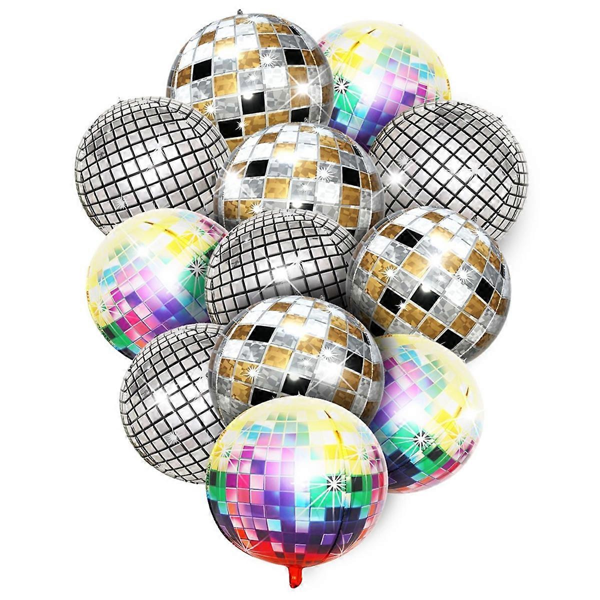 Disco Ball Balloons,12PCS Disco Balloons,22 Inches 4D Colorful Balloons,for Birthdays,70s 80s 90s Disco Decorations