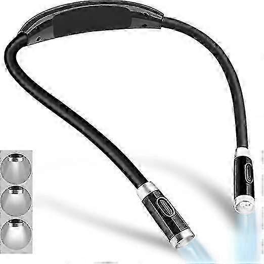 Rechargeable Led Neck Reading Light, Book Lights In Bed, 3 Brightness Levels, Soft Silicone Long Lasting Light