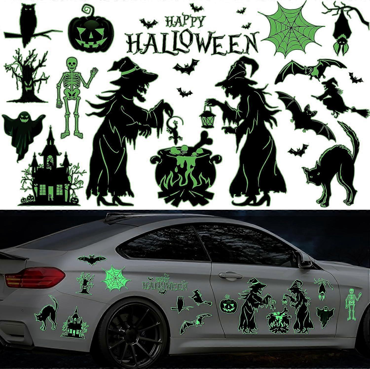 Halloween Car Magnet Decorations1 set, Luminous Magnetic Car Decals, Garage Door Stickers Decors, Glow in The Dark Holiday Magnet for Fridge