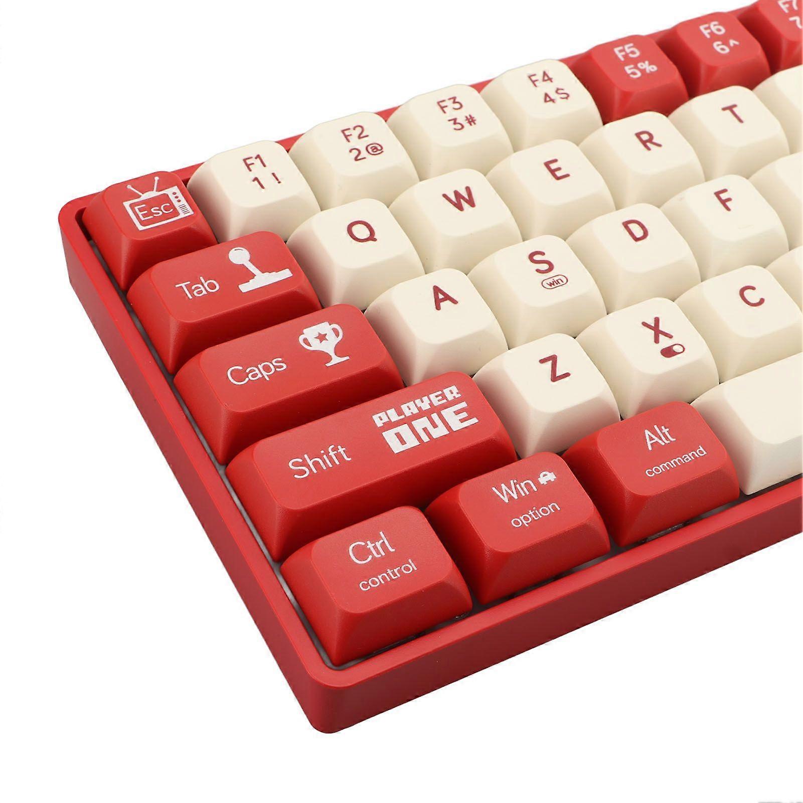 68 Keys Wired Mechanical Gaming Keyboard Hot Swappable Dynamic Backlighting Red Switch Mechanical Keyboard for Gaming for Type C Devices Red and White