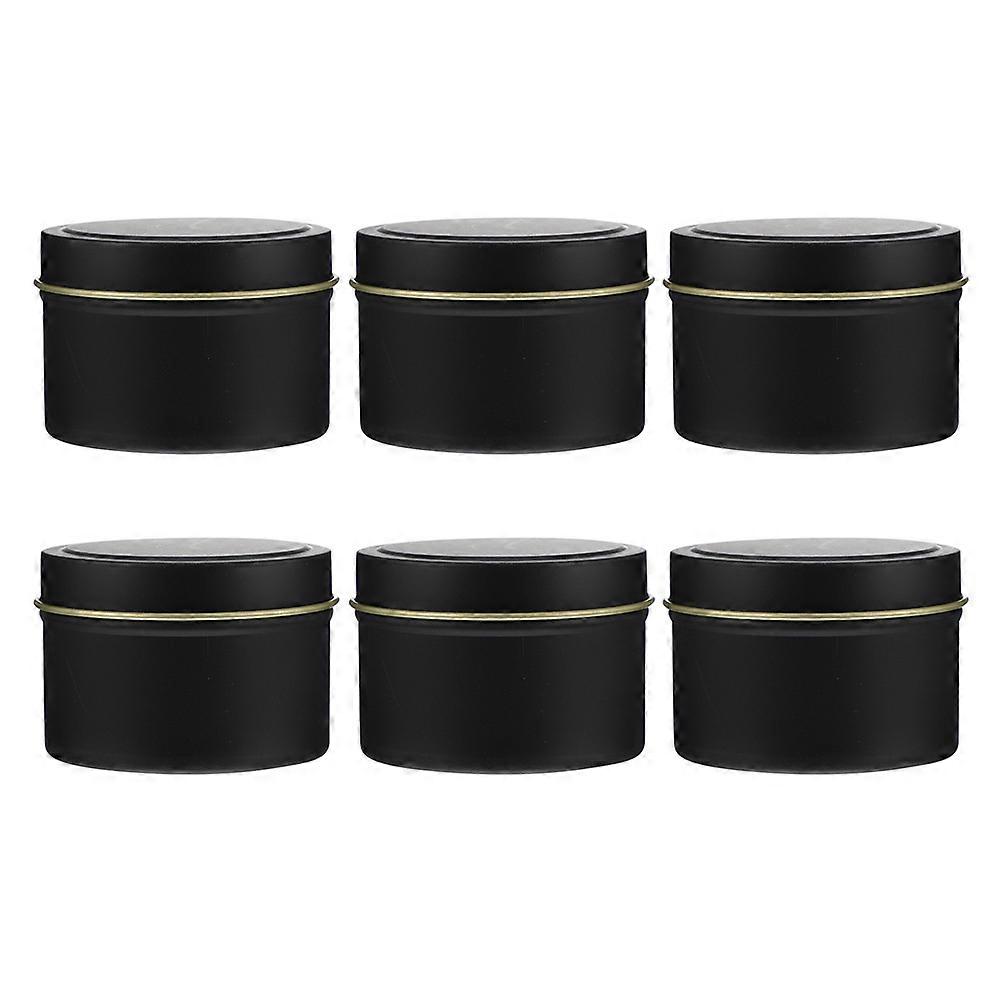 DIY Candle Jar 6Pcs for Storage Use Black Round Candle Tin Container