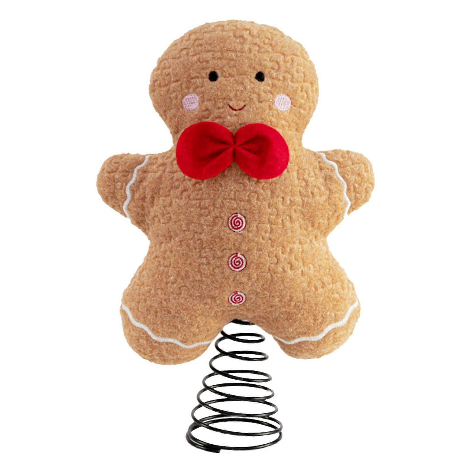 Gingerbread Tree Topper Plush Ornament Soft Fabric Indoor Display For Fireplace And Dining Table