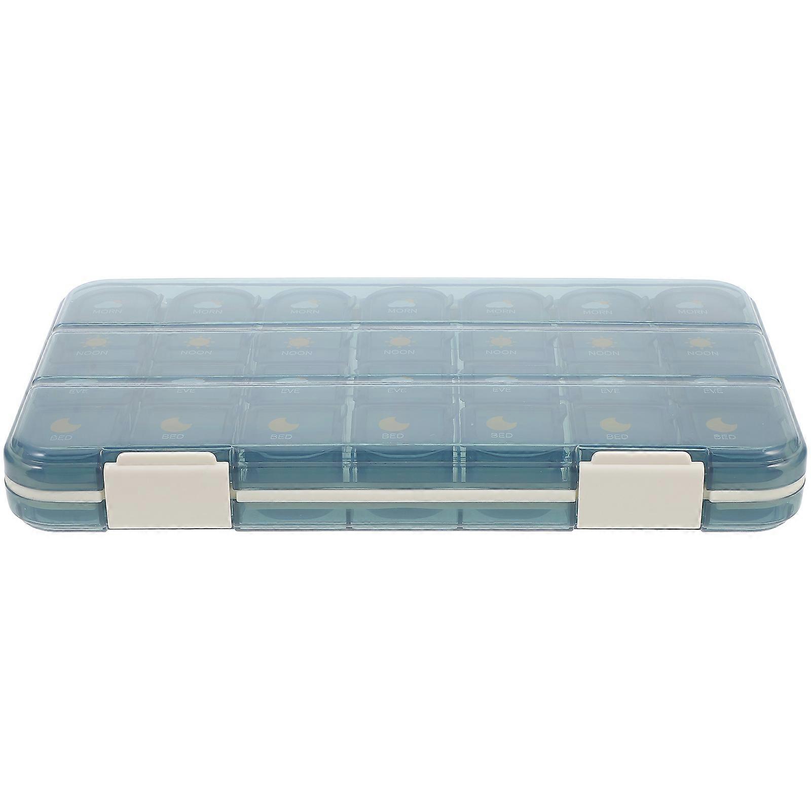 Portable Daily Medicine Case Blue for Storage 3Pcs Small Organizer Container