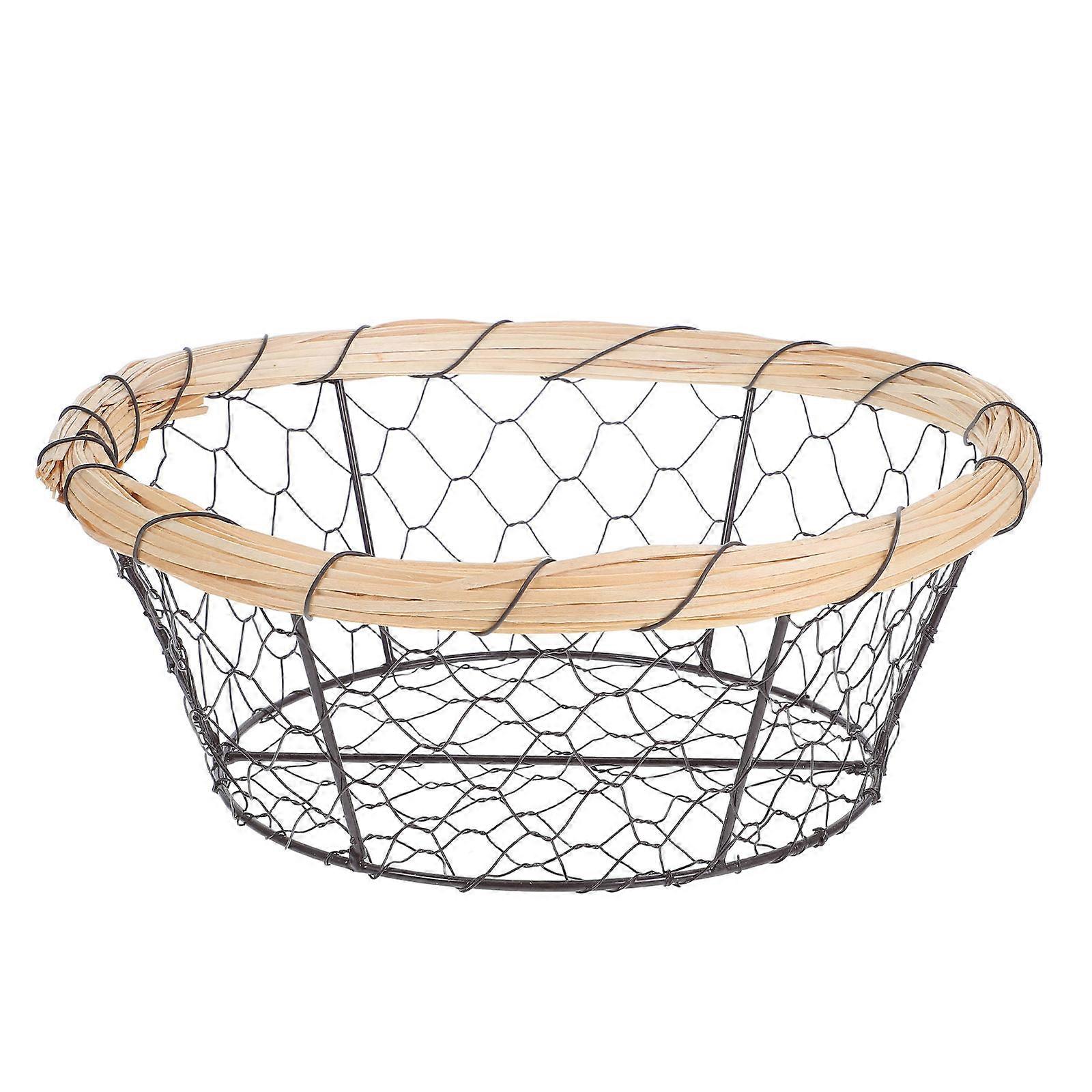 Rustic Iron Wire Bread Basket for Kitchen Use 2Pcs Food Storage Organizer
