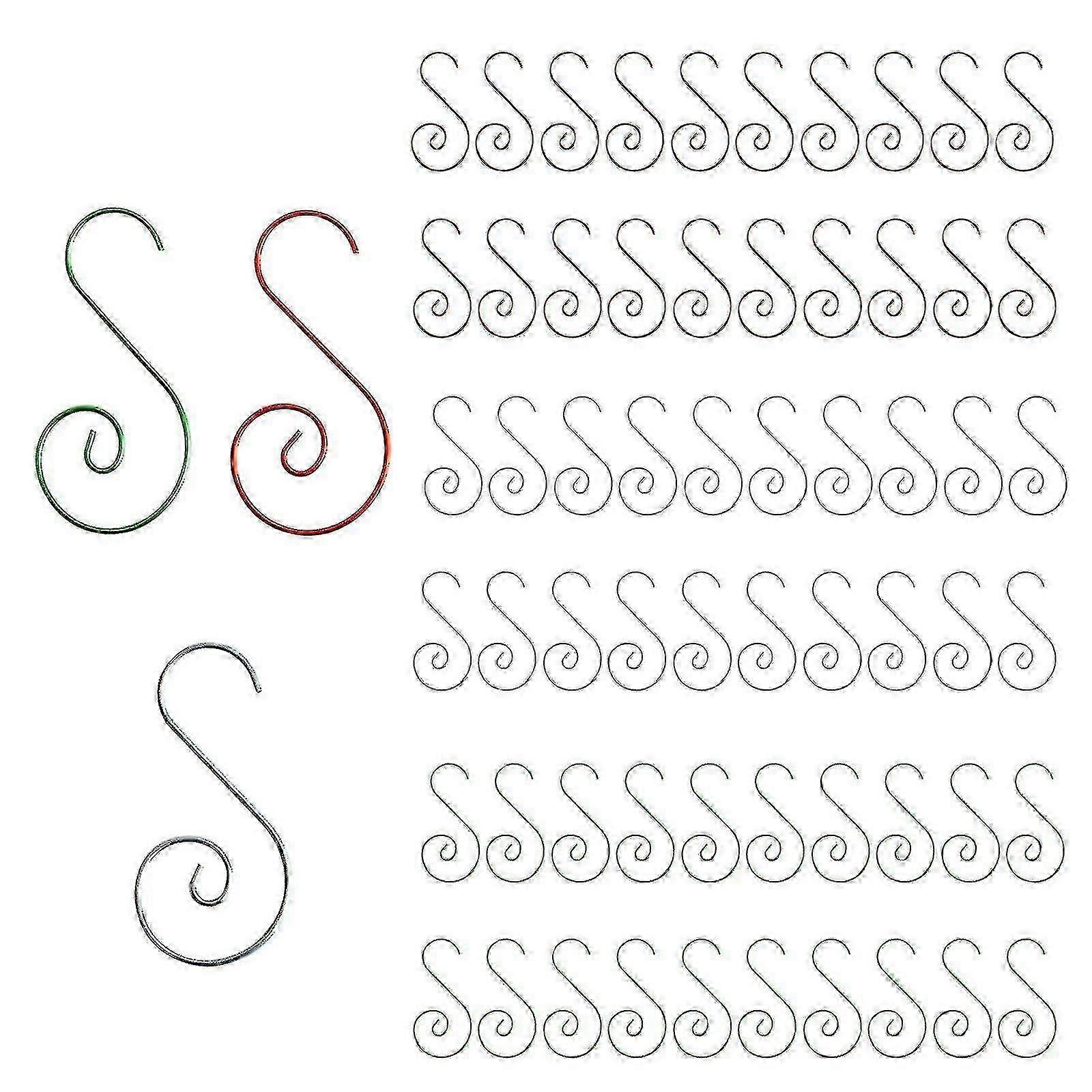 60pcs Wire Ornament Hooks Set For Christmas Tree Decorations - Gold+red+green Colors, Elegant S-shaped Design - Sjue