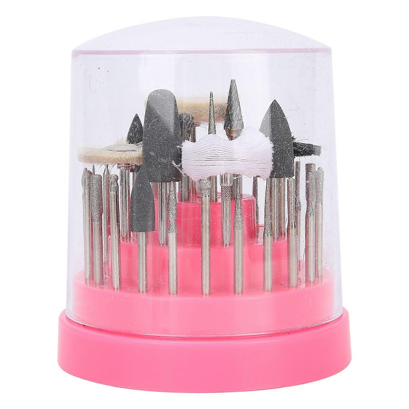 40pcs Nail Drill Bits Set Buffing Wheel Silicone Rubber Grinding Head Manicure Tool (Pink)