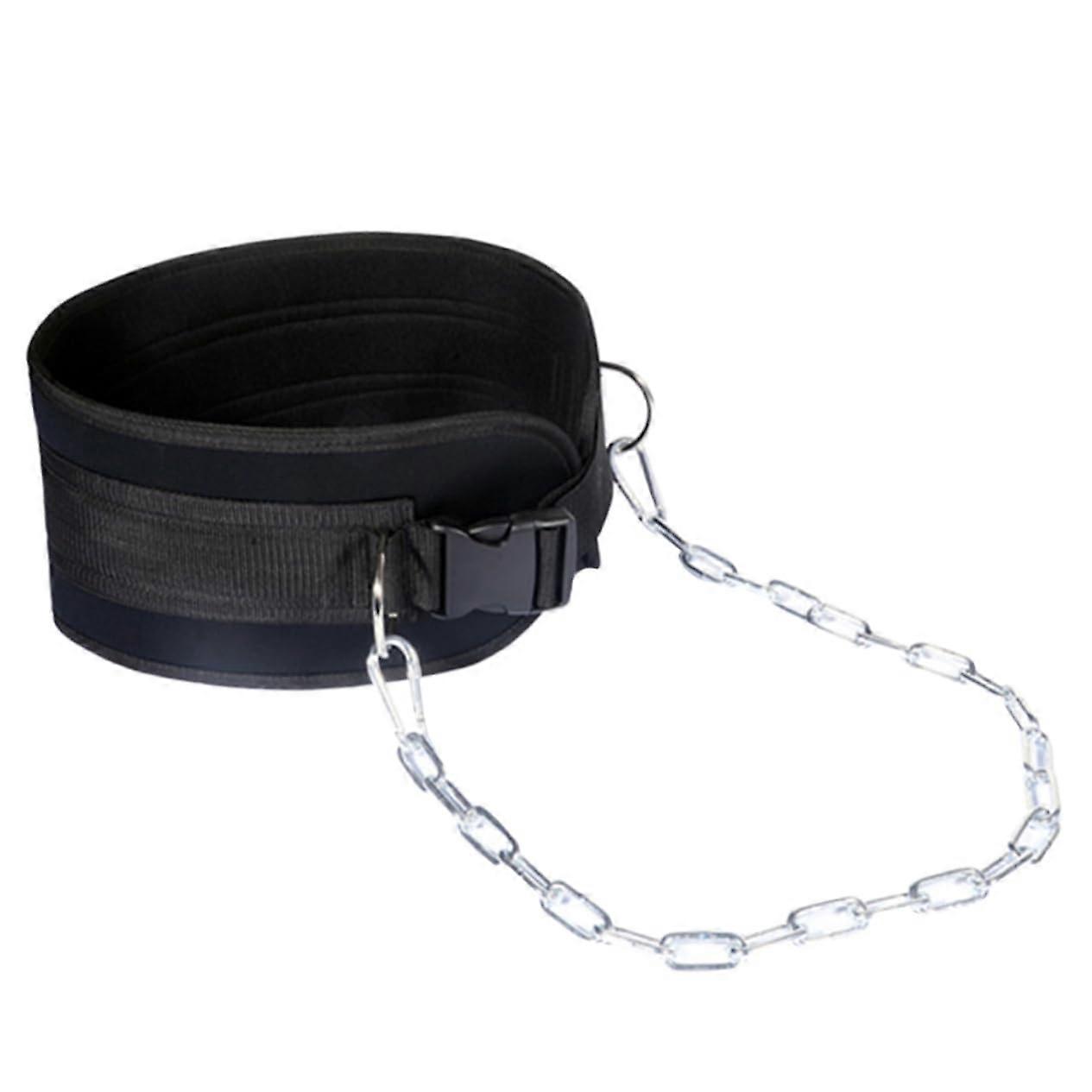 Pull up Weightlifting Belt Thick Iron Chain Back Support Lumbar Brace Exercise Belt Straps For Fitness Size L Unisex