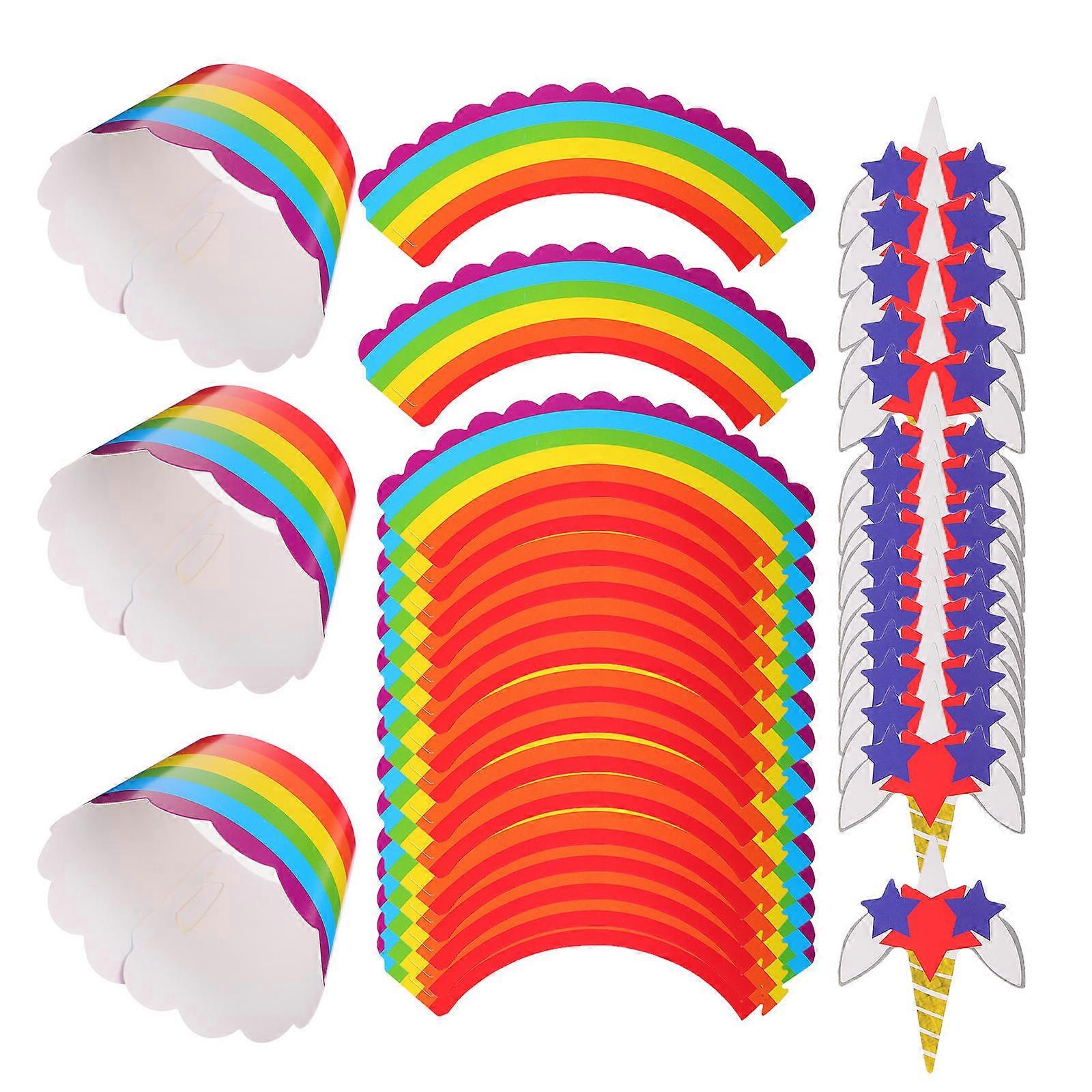 Creative Paper 120Pcs Unicorn Shape Cake Toppers for Party Decoration