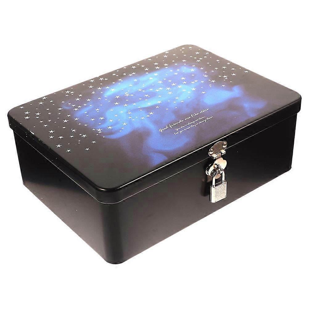 Personal Lock Tin Box Decorative Storage Case with Lock 3Pcs for Home Use