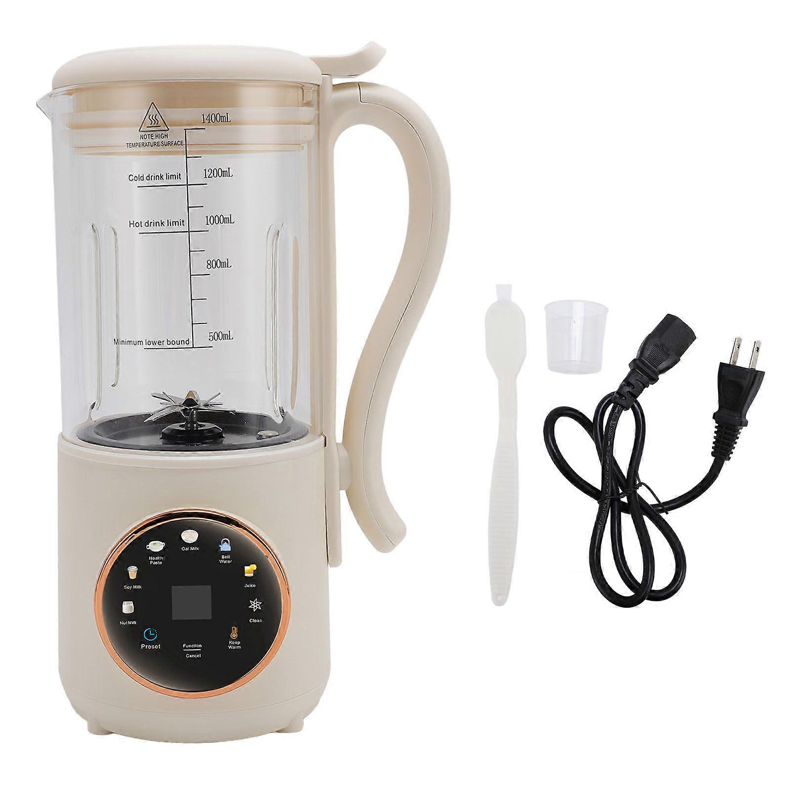1.4L Nut Milk Maker Machine Multifunctional Soy Milk Maker Juicer with Timing Automatic Cleaning Insulation Function 600W US Plug 110V