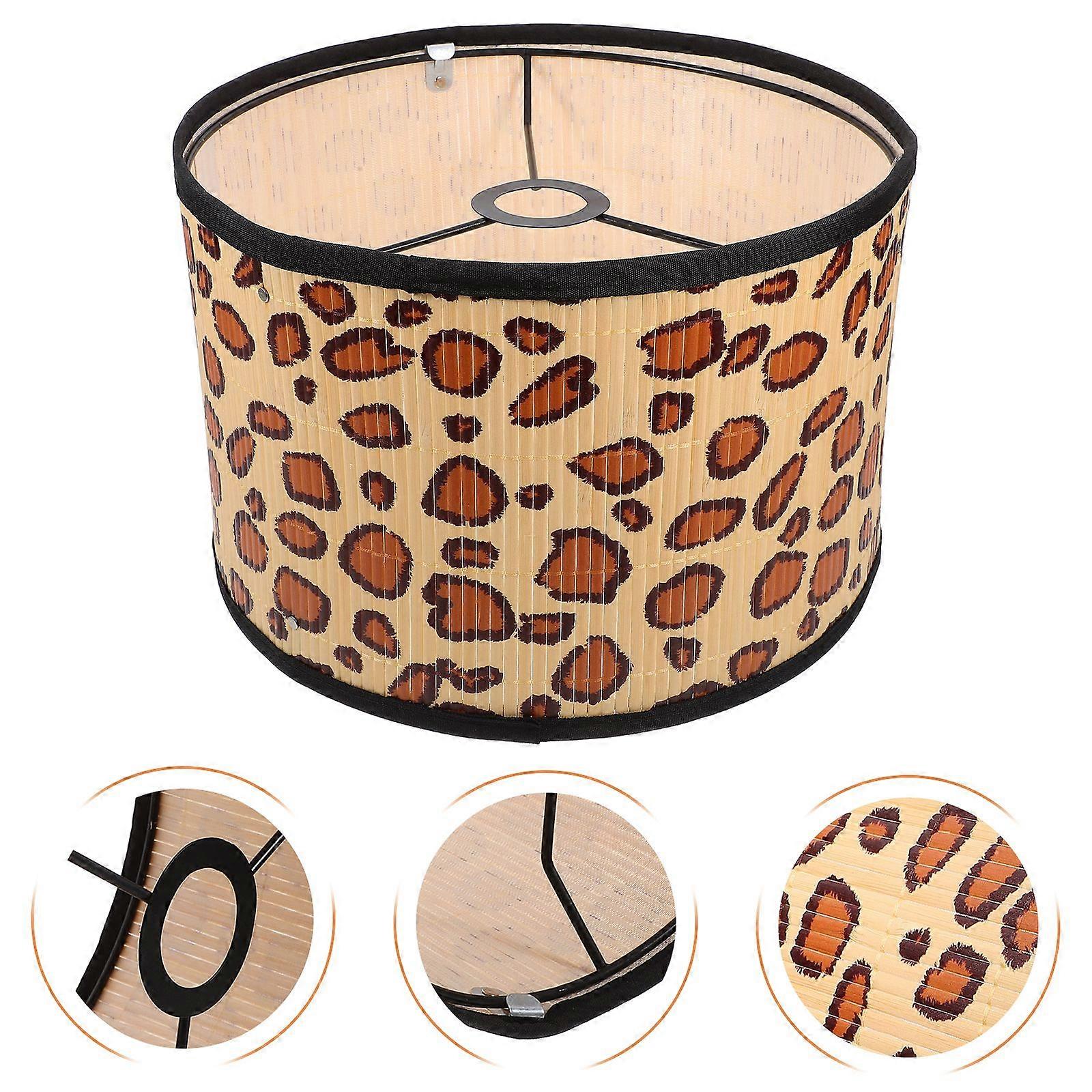 Decorative Lamp Shade Bedside Lamp Bamboo Lampshade Printed Lamp Cover No Power Cord