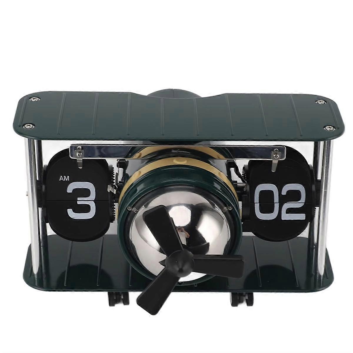 Airplane Flip Clock Airplane Head Desk Filp Clock Vintage 304 Stainless Steel Practical Reminder Function for Office,C