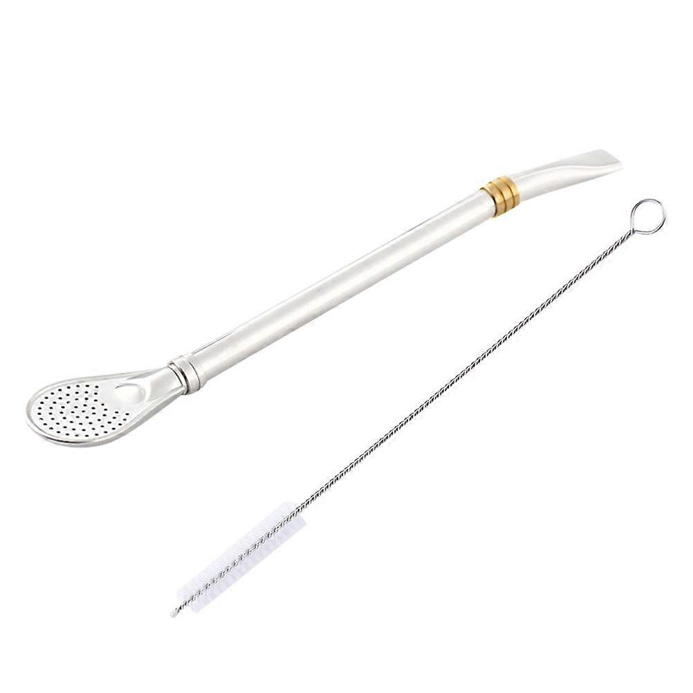 Stainless Steel Straw Spoon for Drinking 3Pcs with Detachable Strainer