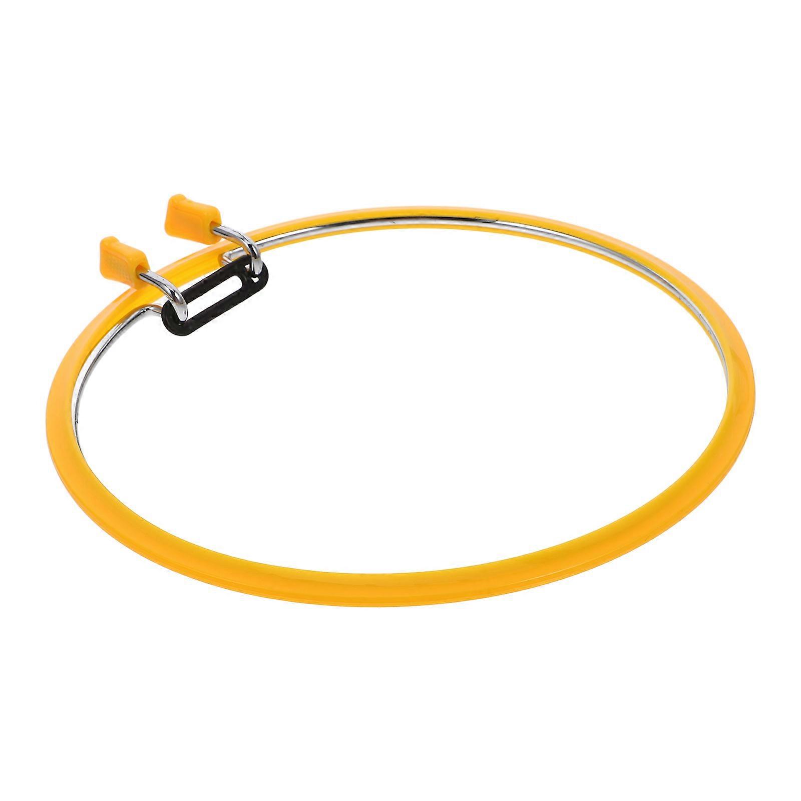 Circular Cross Stitch Hoops for Home Ornaments and Needlework Crafts in Yellow Color with Prevent Snagging Feature for 2Pcs