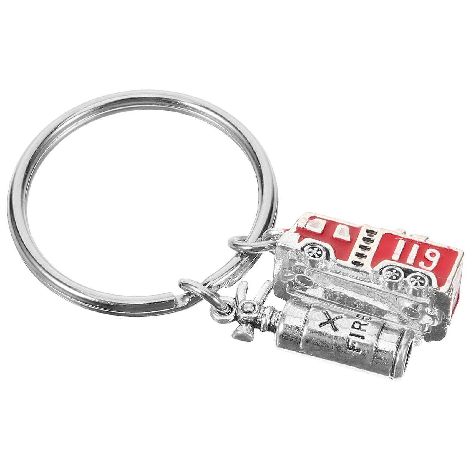 Metal Firefighter Keyring For Gift Giving Rectangular Style Distinguish Keys 4Pcs