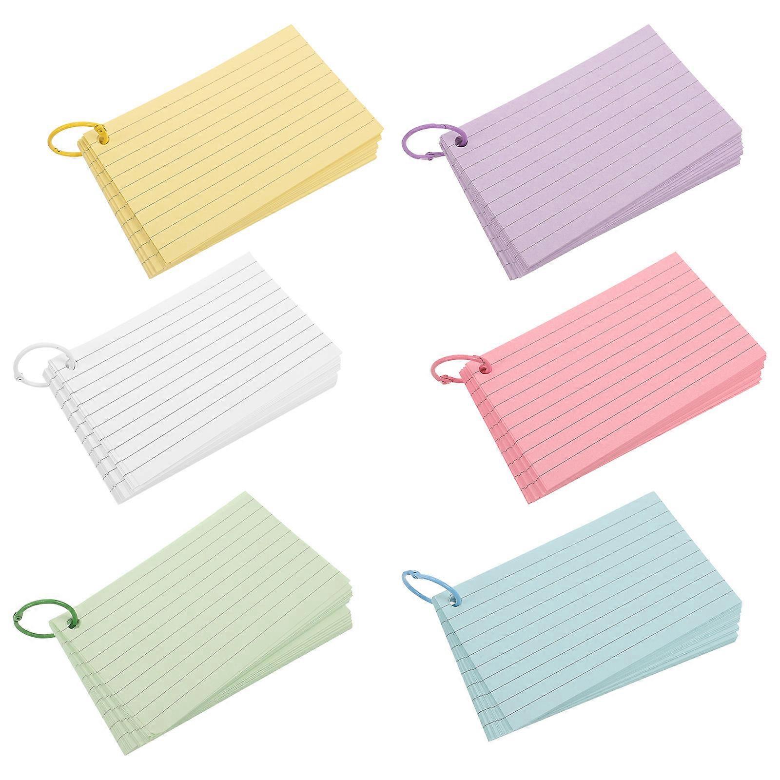 Assorted Paper Index Cards Study Flash Cards with Rings 5Sets