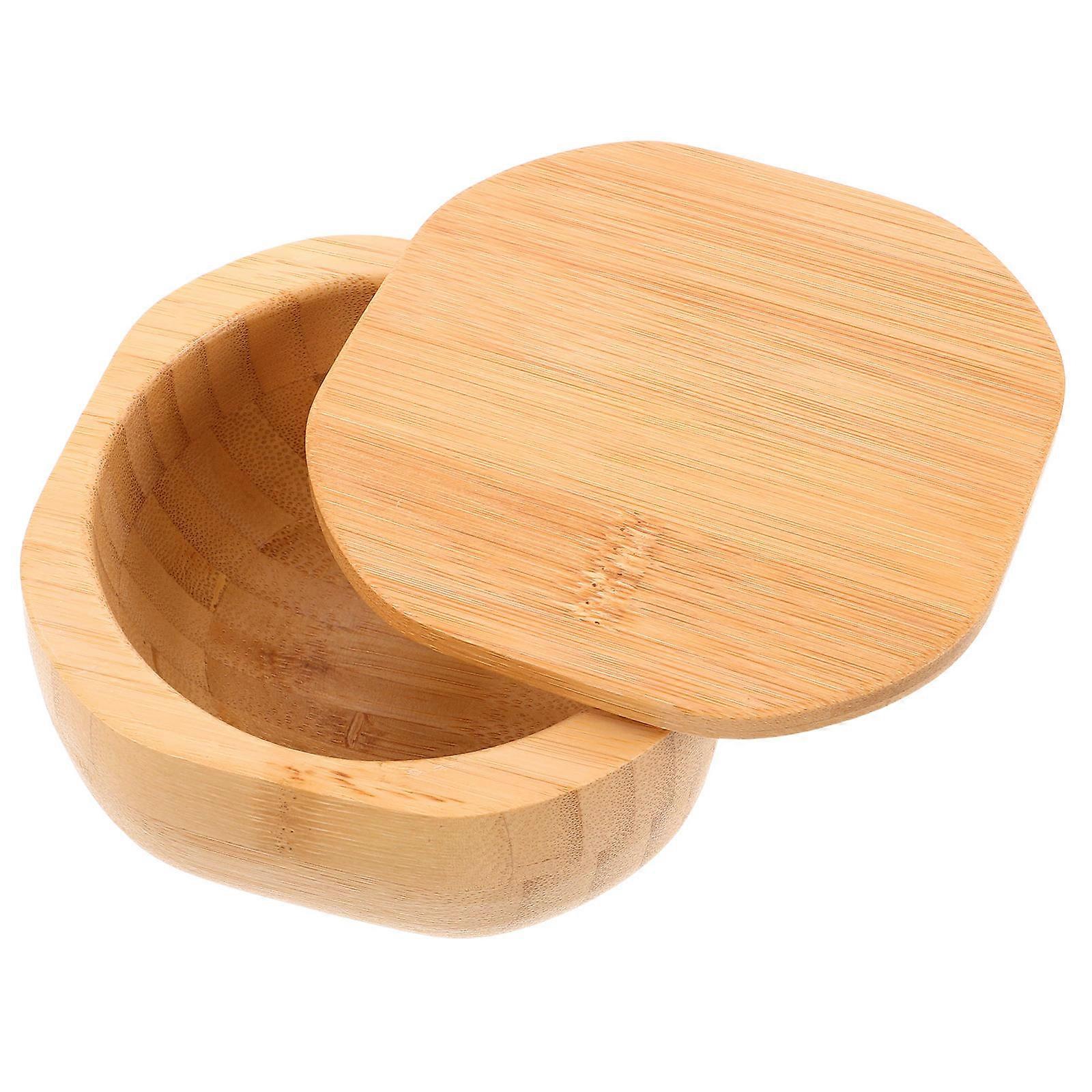 Bamboo Spice Container for Storage Use with Lid 2Pcs Seasoning Jars