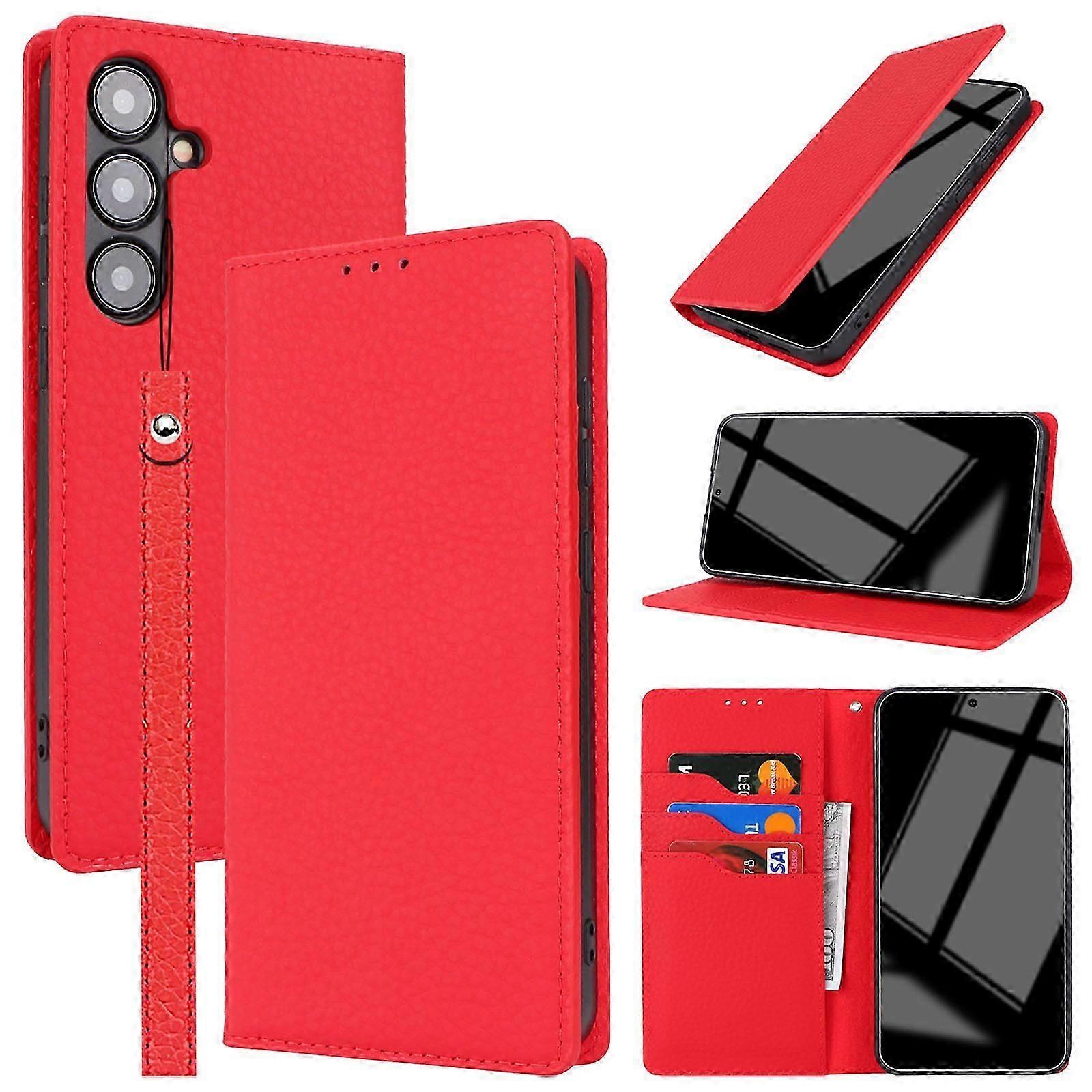 עבור מארז ארנק Samsung Galaxy S24 עם מחזיק כרטיס אשראי חוסם RFID, כיסוי מגן עמיד לזעזועים עור PU