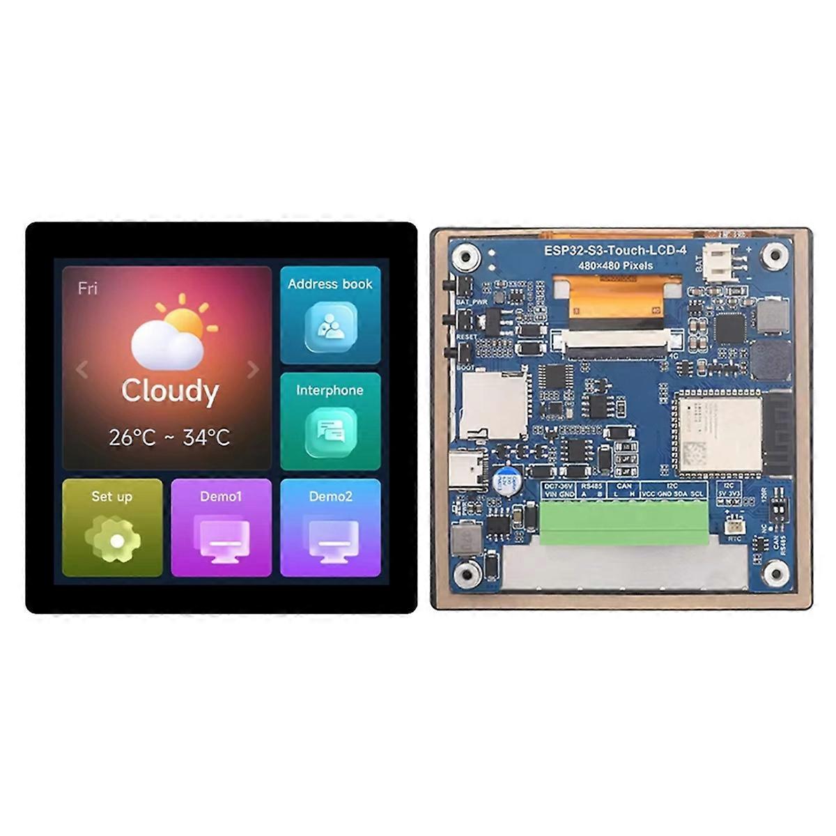 ESP32 S3 4In LCD Development Board 480x480 Touch Screen Display TVBOX LVGL HMI Sensor CAN RS485 Ele