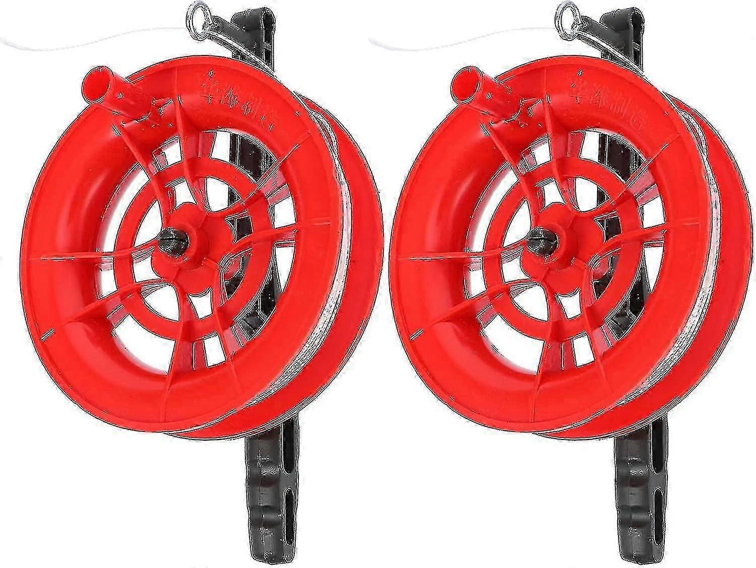 For 12cm 2 Pieces Kite String Reel Winder - Kite Line Winder Winder Handle Wheel String Flying Tools with 100m Line Outdoor Kite Accessories (Red)