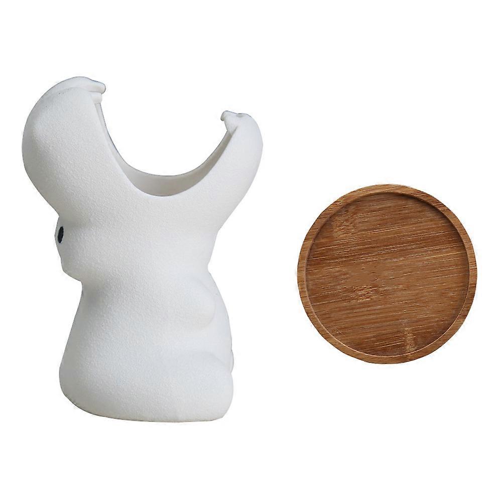 Cartoon Ceramic Succulent Planter 2Pcs White for Decoration and Durable Use