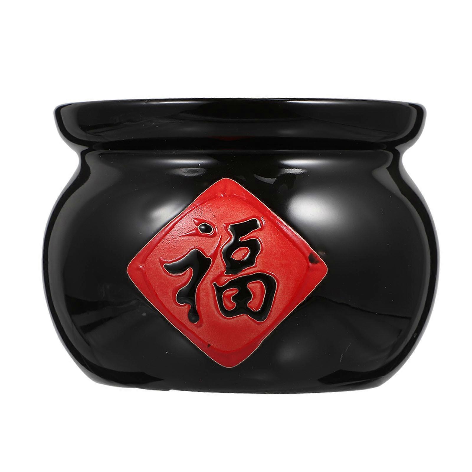 Mini Ceramic Jar Decorations Ceramic Jars Ornament for Shelf 2Pcs Black