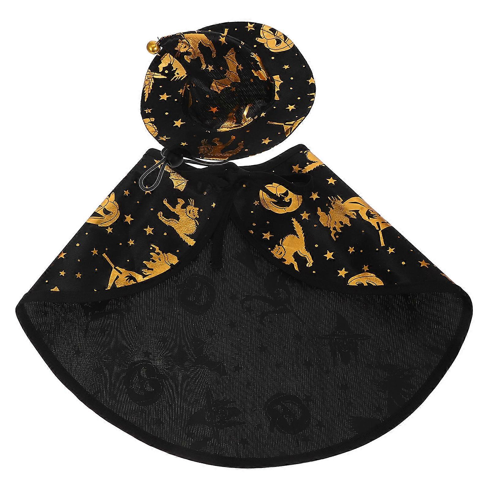 Small Halloween Pet Hat Witch Costume Accessory Black 2Sets
