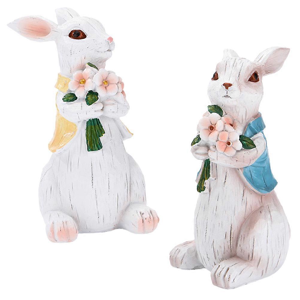 Easter Bunny Figurines Resin Rabbit Figurine for Decor 4Pcs